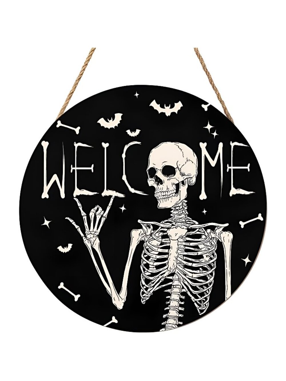 Halloween Skull Welcome Door Sign 12x12 Inch Halloween Wreaths for Front Door